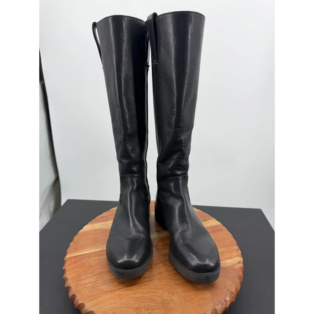 Sofft Samantha III Tall Boot black leather riding boot back zipper Knee High 6